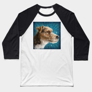 Painting of a Parson Russell Terrier on a Blue Background Baseball T-Shirt